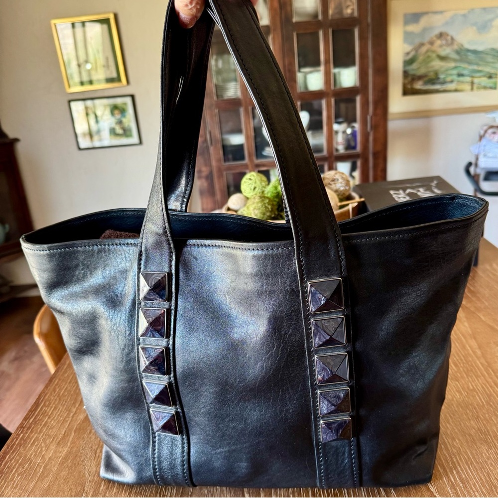 Marc Jacobs Black Leather Studded Tote Bag